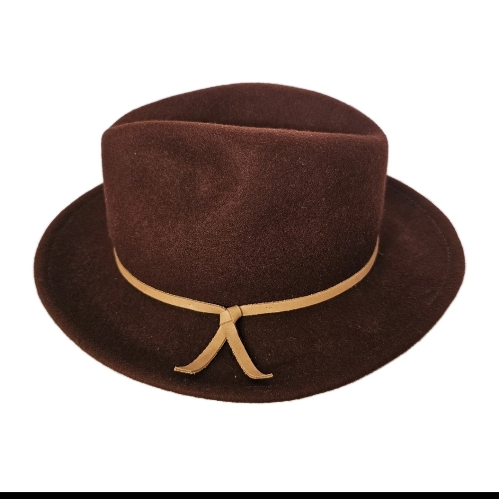 NEW Yellow 108 Eastwood Fedora Hat Men's Large Brown 100% Wool Felt Made in USA - Picture 2 of 14